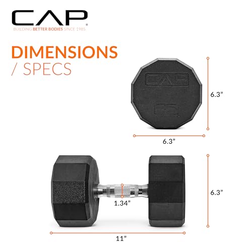 CAP Barbell Coated Hex Dumbbell Weight - Single | 10-120 lbs | Multiple Options - size: 35 lb, style: 12-Sided - Chrome Handle