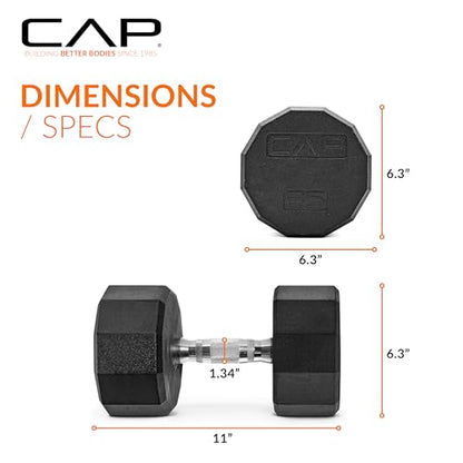 CAP Barbell Coated Dumbbell Weight | Multiple Options Pairs & Sets - size: 35 lb - Pair, style: 12-Sided - Chrome Handle