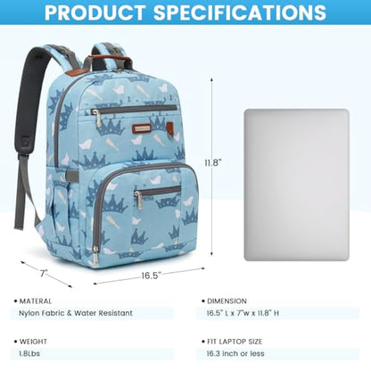Diaper Bag Backpack, Large Baby Nappy Bags with Portable Changing Pad for Boys and GirlsMultifunction Travel Baby Bag for Moms Dads, Shower Gifts Waterproof and Stylish - color: Little Royal Blue