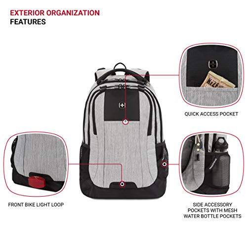 SwissGear Cecil 5505 Laptop Backpack, Heather Grey, 18-Inch - color: Heather Grey