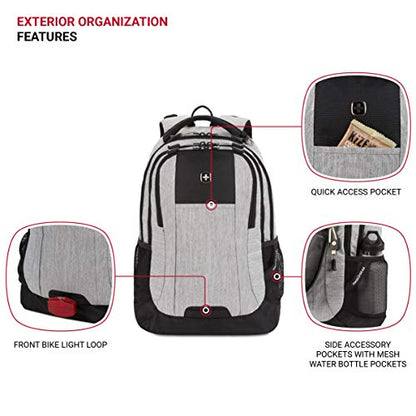 SwissGear Cecil 5505 Laptop Backpack, Heather Grey, 18-Inch - color: Heather Grey