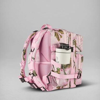 WOLFpak 25L Athletic Gym Backpack (Realtree APX Flushing Pink) Durable 1000D Waterproof Oxford Material w/MOLLE Webbing, Laptop Pocket & Dual Cup Holders, Durable Fitness/Travel/Military Daypack - color: Realtree Apx Flushing Pink