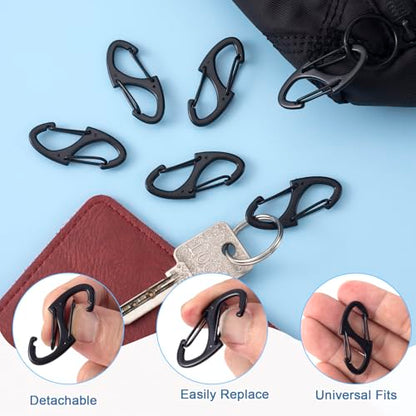 HINZIC 8pcs Zipper Clip Anti Theft Deterrent, Dual Opening Safety Zipper Pull Replacement, S Carabiner Clips for Backpacks Traveling Camping Suitcases- Black - color: 8pcs-Black