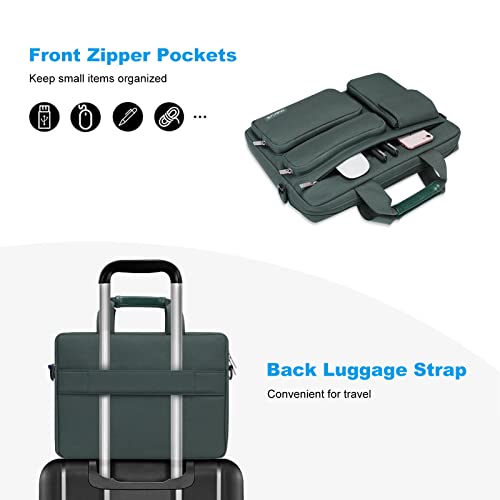 MOSISO Laptop Shoulder Bag 15.6 inch, 15-15.6 inch Computer Bag Compatible with MacBook Pro 16 inch, HP, Dell, Lenovo, Notebook with 2 Raised&1 Flapover&1 Horizontal Pocket&Handle&Belt, Emerald Green - color: Emerald Green, size: 16 inch