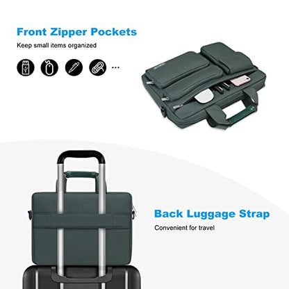 MOSISO Laptop Shoulder Bag 15.6 inch, 15-15.6 inch Computer Bag Compatible with MacBook Pro 16 inch, HP, Dell, Lenovo, Notebook with 2 Raised&1 Flapover&1 Horizontal Pocket&Handle&Belt, Emerald Green - color: Emerald Green, size: 16 inch