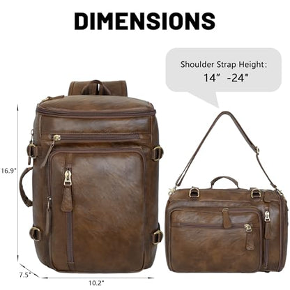 GOWIN Vegan Leather Backpack fit 16 Inch Laptop ‌Convertible Travel Backpack for Men, TSA Approved (Brown) - color: Brown