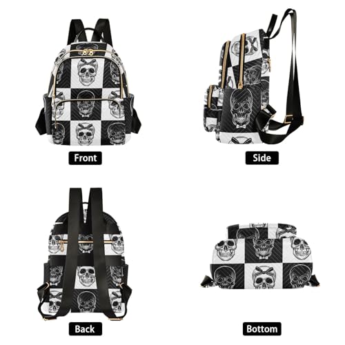 ALAZA Mini Backpack Purse for Women Lightweight Girls Small Size Gothic Skull Black and White School Teens College Traveling - color: Gothic Skull Black and White, size: Small