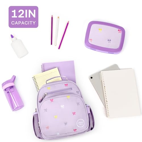 mibasies Toddler Backpacks for Girls 2-4: Quilted Backpack for Preschool Prek Daycare - Cute 12 Inches Bookbag for Little Kids Bow Purple - color: Bow Purple, style: Toddler-12"h(not Fit Folder)