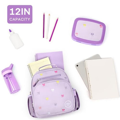 mibasies Toddler Backpacks for Girls 2-4: Quilted Backpack for Preschool Prek Daycare - Cute 12 Inches Bookbag for Little Kids Bow Purple - color: Bow Purple, style: Toddler-12"h(not Fit Folder)