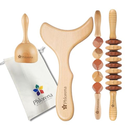 Wood Therapy Massage Tools 4-in-1 kit | Body Shaping, Lymphatic Drainage Massager, Anti-Cellulite Massager| Wood Massage Tool