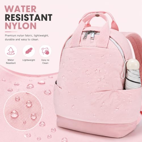 Backpack for Women Fashion Small Bookbag, Water Resistant Lightweight Nylon Daypack for Travel, Hiking & Daily Use - color: Pink