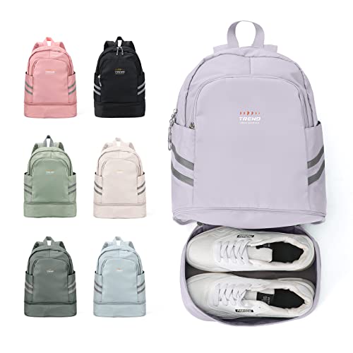 coofay Gym Backpack For Women Waterproof Sports Backpack With Shoe Compartment Lightweight Travel Backpacks Small Gym Bag Dance Volleyball Backpacks - color: A-purple, size: Small