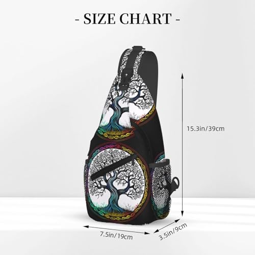 Tree And Life Viking Symbol Outdoor Crossbody Shoulder Bag For Unisex Young Adult Hiking Bicycling - color: White2