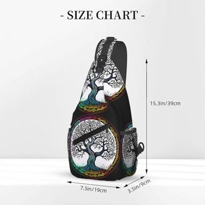 Tree And Life Viking Symbol Outdoor Crossbody Shoulder Bag For Unisex Young Adult Hiking Bicycling - color: White2