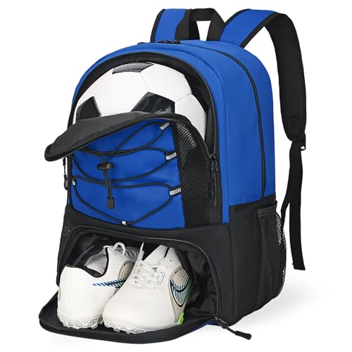 Goloni Soccer Bag, Basketball Bag with Ball Compartment & Shoe Compartment,Large Soccer Backpack for Basketball,Gym，Football - color: Blue