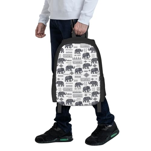 Slim Anti Theft Laptop Backpack African Ethnic Elephant, Large Volume Travel Daypack Durable Polyester Carry Bag for Office Business Outdoor Trekking - color: Design (1203)