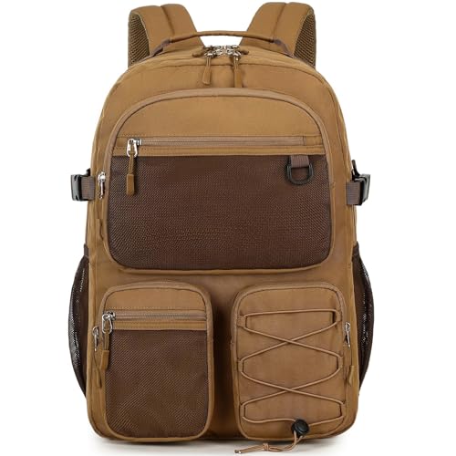 Lohol Water Resistant Backpack for School Travel College Travel, Large Bookbag with Mulitiple Pockets for Men and Women (Brown) - color: Brown