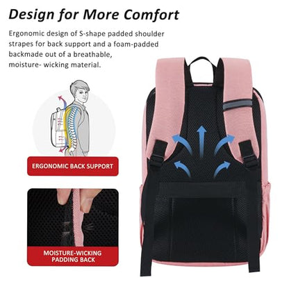 MAXTOP Deep Storage Laptop Backpack Business Anti-theft Backpacks[Water Resistant] College School Computer Bookbag Fits 17 Inch Laptop - color: Soft Pink, size: 17 inch, style: Daypack Backpacks