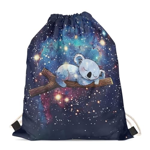 Upetstory Galaxy Koala Drawstring Backpack String Bag Cinch Sport Bag Sackpack Gym Workout Bags Bookbag Casual Daypack for Women Girls Travel Yoga Shopping Hiking School Gifts - color: 1 Galaxy Koala