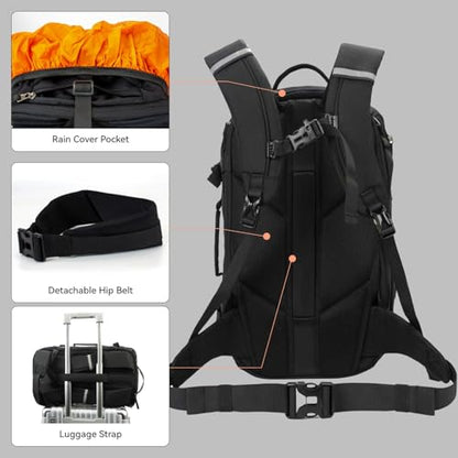Vacuum Travel Backpack 60L with Air Pump Vacuum Water Resistant Air Compression System Carry On Suitcase Luggage with Rain Cover Black - color: Black, size: Vacuum
