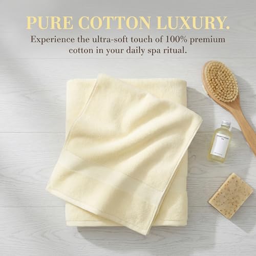 Extra Large Hand Towels for Bathroom - 4 Pack 100% Cotton Bath Towel Set 40 x 20 Inches, Larger & Lighter Weight, Quicker to Dry, Super Soft and Absorbent, Beige Hand Towels Perfect for Bathroom - color: Beige