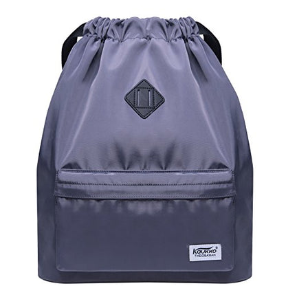 KAUKKO Drawstring Sports Backpack Gym Yoga Bag Shoulder Rucksack for Men and Women 1031-2-GRAY,18.5L - color: Nylon Grey