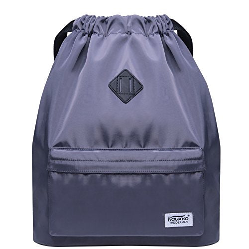 KAUKKO Drawstring Sports Backpack Gym Yoga Bag Shoulder Rucksack for Men and Women 1031-2-GRAY,18.5L - color: Nylon Grey
