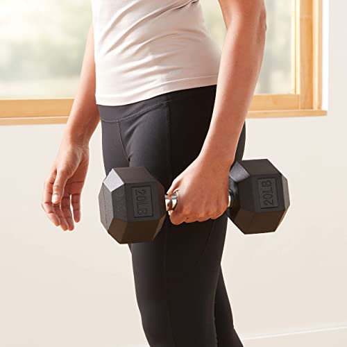 Amazon Basics Rubber Hex Dumbbell Hand Weight - size: 20 Pounds, style: 20 Pounds
