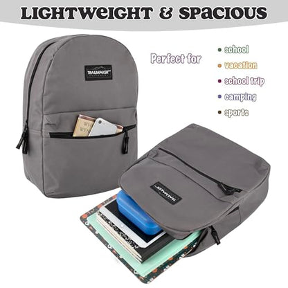 Trail maker Classic 17 inch Backpacks with Adjustable Padded Straps | School Backpacks for Girls, Boys (Grey) - color: Grey