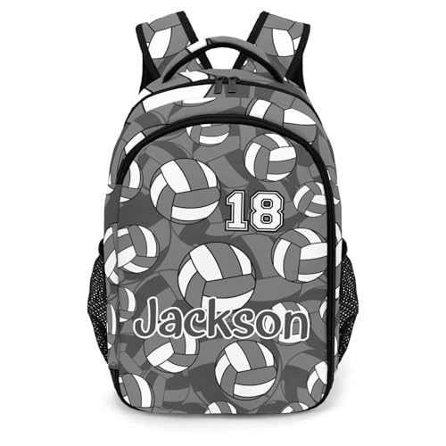 Grey Volleyball Pattern Backpack Laptop Bag Bookbags Personalized Travel Daypack Bag for Man Woman Gifts - color: Grey Volleyball Pattern