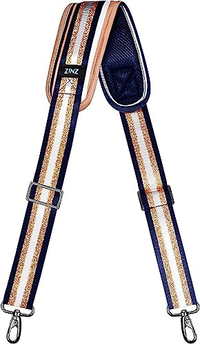 ZINZ Bag Shoulder Strap, Padded Adjustable Shoulder Strap Replacement - color: Blue Gold, size: 57"