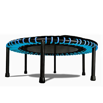 LEAPS & REBOUNDS 48" Adjustable Stability Bar Attachment with 48" Mini Fitness Trampoline and Home Gym Rebounder for Cardio Exercises, Blue