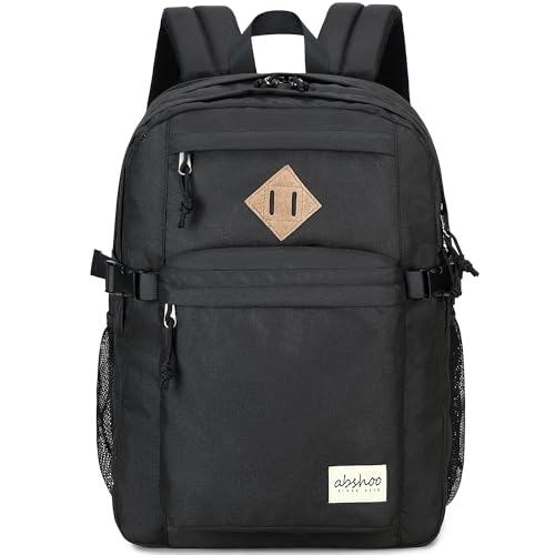 abshoo 32L Backpack for School College Bookbag Middle High School Backpacks Casual Daypack Travel Backpack (Black) - color: Black