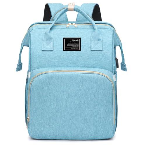 houscly Diaper Bag Backpack with Changing Station,Baby Bags New Mom Gifts Pañaleras Para Bebe Baby Girl Newborn Essentials Must Haves Baby Shower Gifts Baby Registry Search Light Blue - color: Light Blue