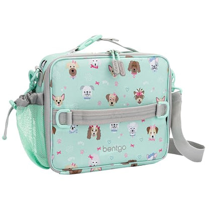 Bentgo Kids Lunch Bag - Durable, Double-Insulated Lunch Bag for Kids 3+; Holds Lunch Box, Water Bottle, & Snacks; Easy-Clean Water-Resistant Fabric & Multiple Zippered Pockets (Puppy Love) - color: Puppy Love