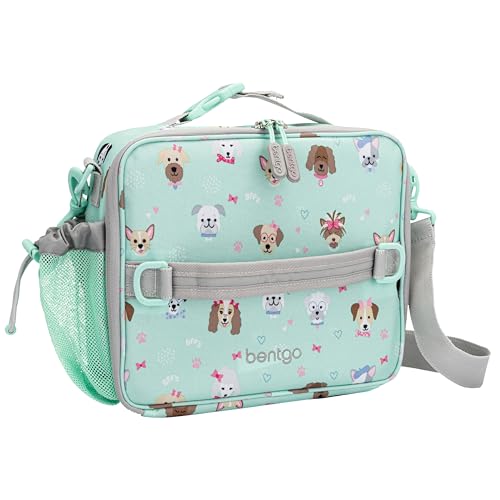 Bentgo Kids Lunch Bag - Durable, Double-Insulated Lunch Bag for Kids 3+; Holds Lunch Box, Water Bottle, & Snacks; Easy-Clean Water-Resistant Fabric & Multiple Zippered Pockets (Puppy Love) - color: Puppy Love