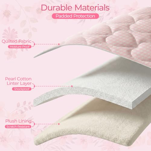 11-12 inch Cotton Quilted Laptop Sleeve for Women, Aesthetic Puffy Laptop Case Carrying Bag Compatible with MacBook Air 11.6“/iPad, Soft Computer Liner Bag (Pink Gingham, 11.6 inch) - color: Pink Gingham, size: 11.6 inch