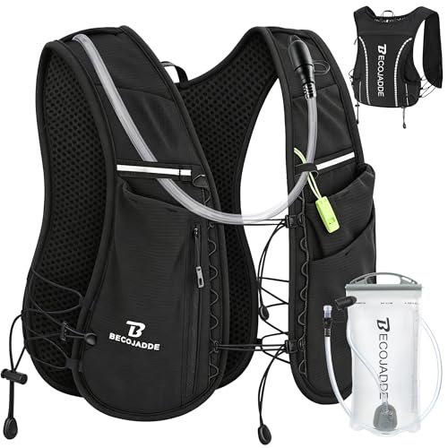 BECOJADDE 5L Running Vest for Women, Hydration Backpack Lightweight & Breathable for Trail Running, Marathon, Hiking, Cycling - color: Black