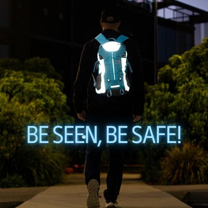 riderbag Reflective Motorcycle Backpack, Hi Viz Commuter Riding Bag | Designed by Riders for Everyday Rides with Laptop Compartment and Helmet Net. Built to Help You Be Seen. - color: Light Blue