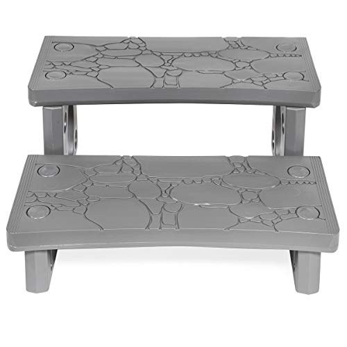 XtremepowerUS 2 Step Multi Purpose Spa Hot Tub Pool RV Campers Deck Steps Lightweight Sided Step (Gray) - color: Gray