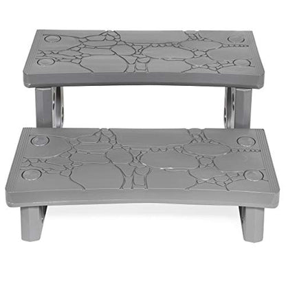 XtremepowerUS 2 Step Multi Purpose Spa Hot Tub Pool RV Campers Deck Steps Lightweight Sided Step (Gray) - color: Gray