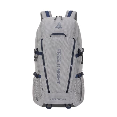 Bseash 45L Waterproof Hiking Camping Backpack with Rain Cover, Outdoor Sport Travel Bag Daypack for Climbing Skiing Cycling (Gray) - color: Gray