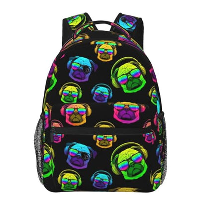 Outdoor Sports Travel Backpack Funny Dj Pug Black, Lightweight Daypack for Men Women Gym and Beach - color: Pattern (743)