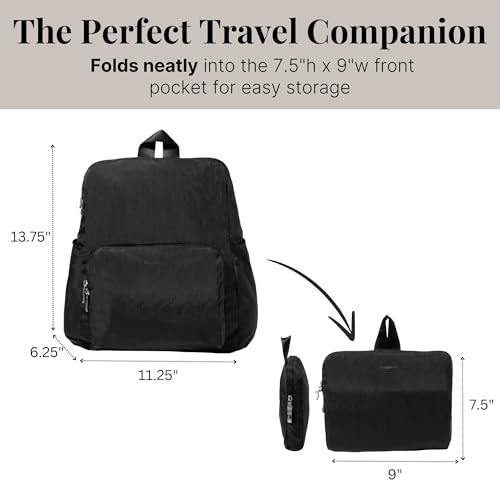 Baggallini Women's Carryall Packable Backpack, Black - color: Black