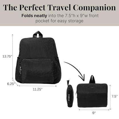 Baggallini Women's Carryall Packable Backpack, Black - color: Black