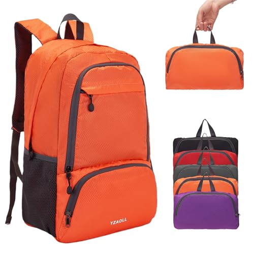 YZAOLL 30L Hiking Backpack Lightweight Day Packs, Packable Backpack for Women Men Travel Camping Vacation,Orange - color: E-lorange