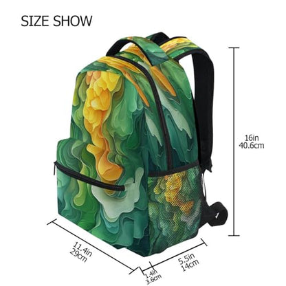Fun Backpack for Teenager Waterproof School Bag with Chest Strap for Travel Trip Spinach Landscape Style - color: Multicolor11