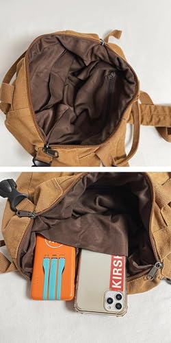 Canvas Backpack Purse for Women Large Size Tote Top Handle Bag Fashion Handbag Travel Rucksack Anti Theft (Red) - color: Red