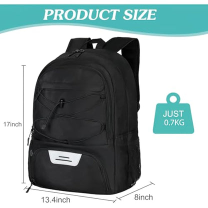 Soccer Backpack with Separate Ball Compartment, Large Capacity Sports Training Bag with Shoes Compartment, Air Vent - color: Grey