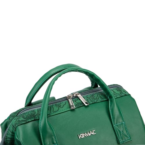 Kinmac Wide Open Style Laptop Backpack for Laptop Up to 15.6 Inch Men Women Travel Outdoor Backpack (Green Leaves PU) - color: Green Leaves Pu
